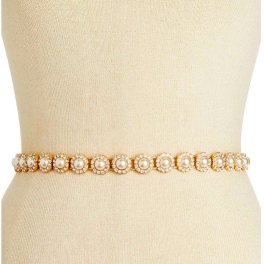 KATA SPADE PEARL AND CRYSTAL FLOWER TIE BELT